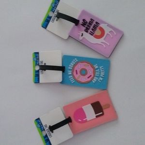 Three Colorful Embossed Luggage Tags